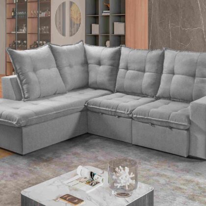 Estofado Retratil Reclinavel Canto Colatina 250 2x70 com Chaise