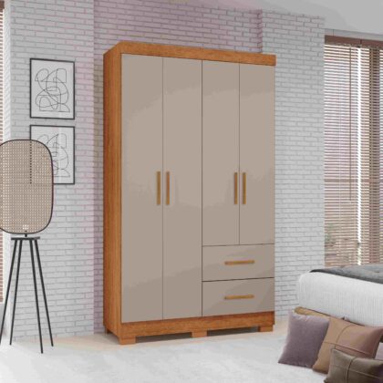Guarda Roupa Estrela Premium 4 Portas e 2 Gavetas