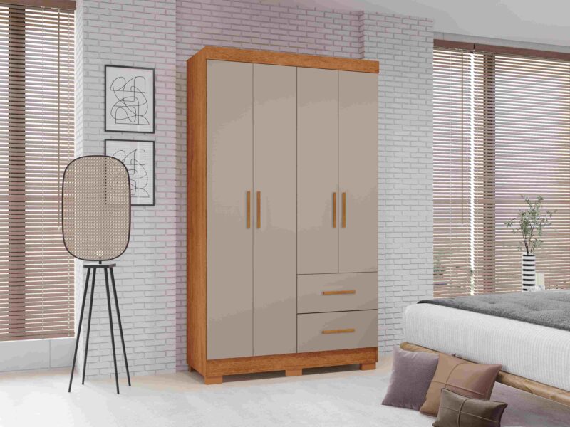 Guarda Roupa Estrela Premium 4 Portas e 2 Gavetas