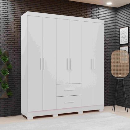 Guarda Roupa Estrela Premium 6 Portas e 2 Gavetas