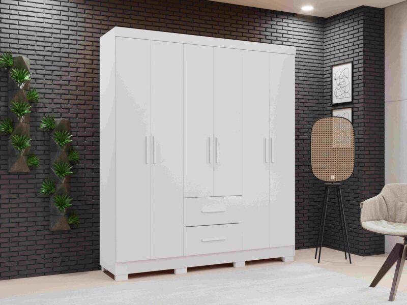 Guarda Roupa Estrela Premium 6 Portas e 2 Gavetas