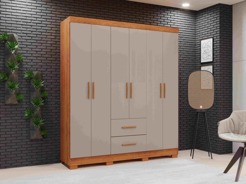 Guarda Roupa Estrela Premium 6 Portas e 2 Gavetas - Imagem 3