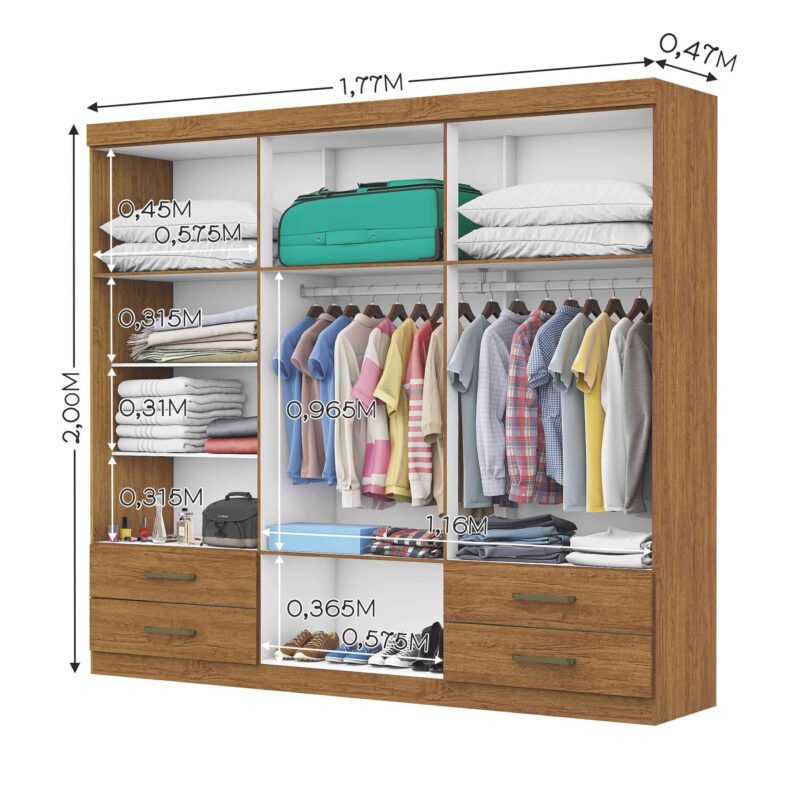 Guarda Roupa Hercules Gold 6 Portas e 4 Gavetas - Imagem 2