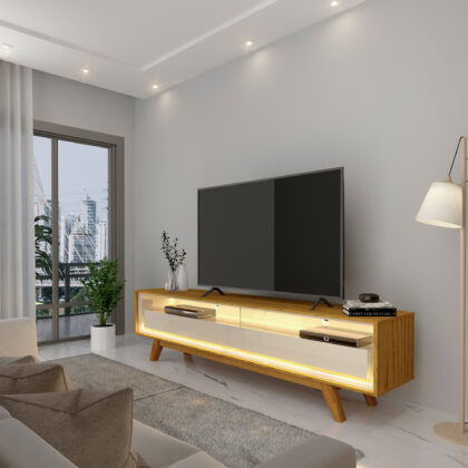 Rack Requinte 172 2G com LED Naturale.Off White Gelius