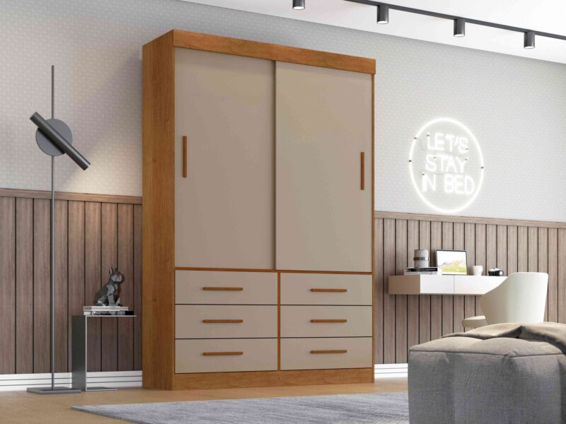 Guarda Roupa Star 2 Portas e 6 Gavetas